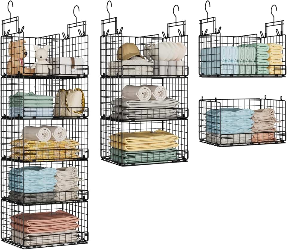 Five-Tier Hanging Closet Organizer with Adjustable Dividers
