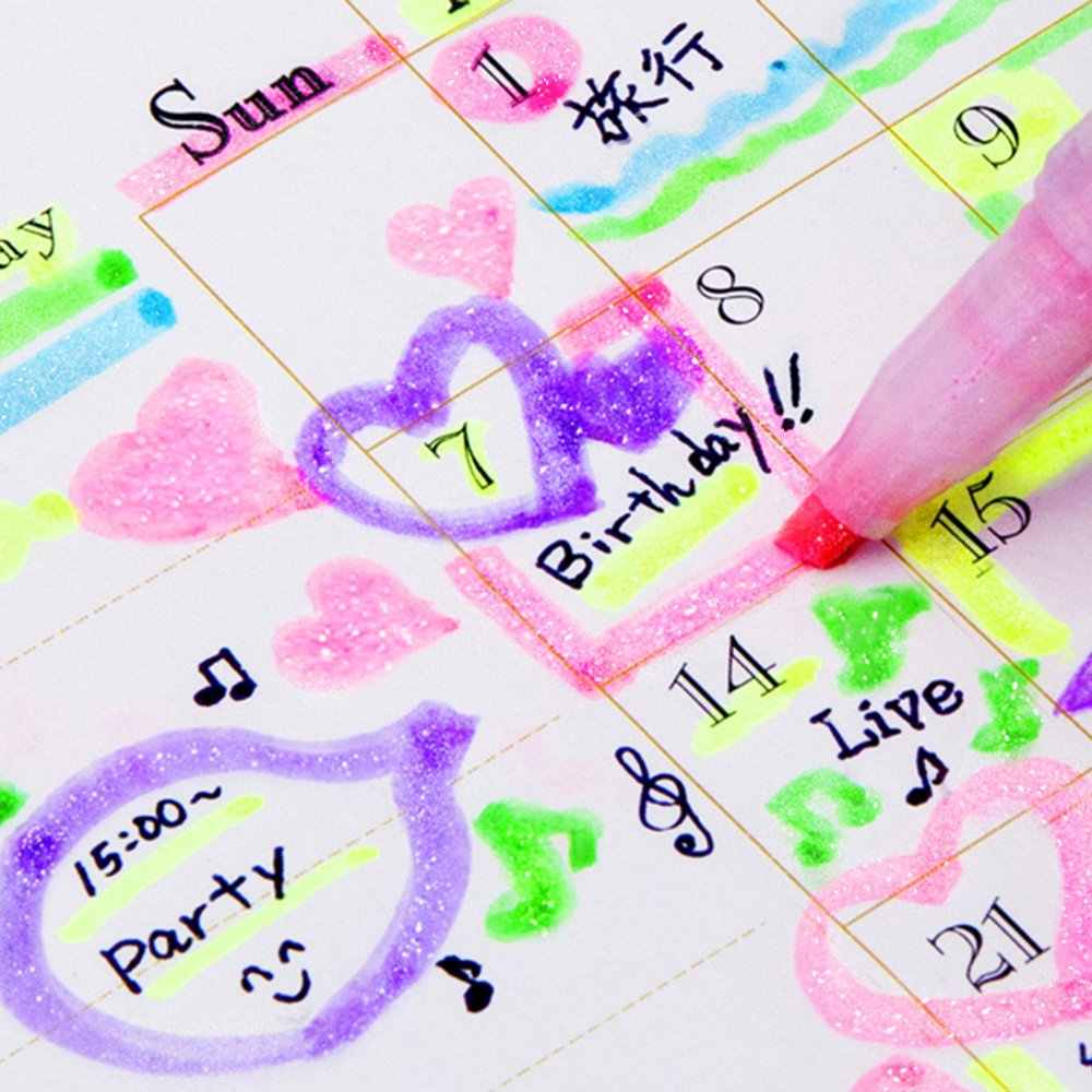 Glitter Highlighter Set with 5 Colors