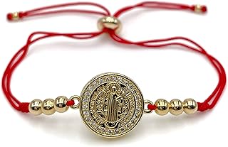 Adjustable Red String St. Benedict Medal Bracelet for Women