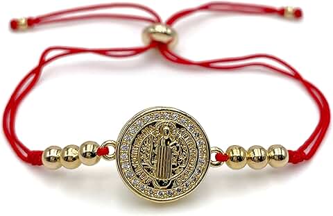 Adjustable Red String St. Benedict Medal Bracelet for Women