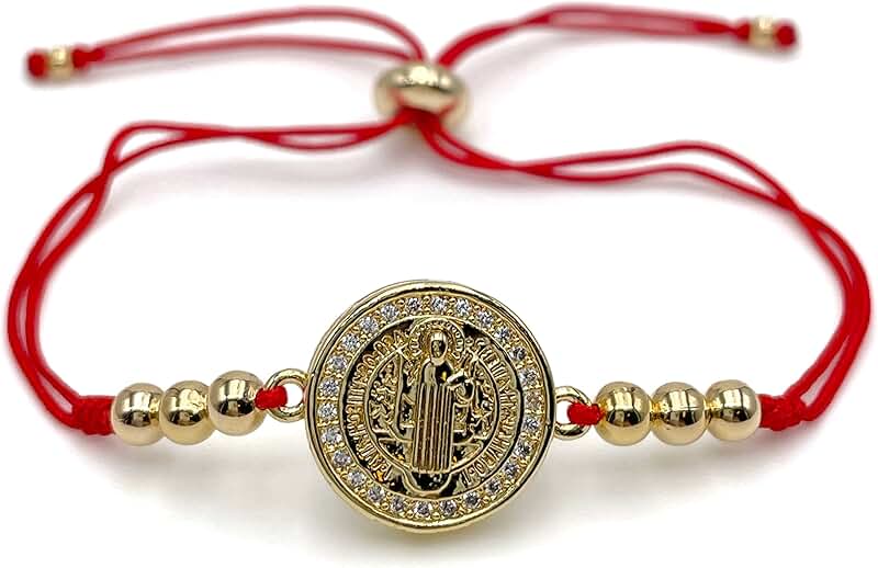 Adjustable Red String St. Benedict Medal Bracelet for Women