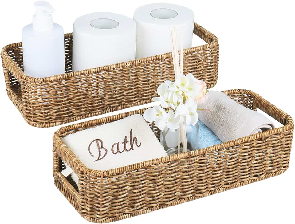 Small Waterproof Wicker Storage Baskets for Toilet