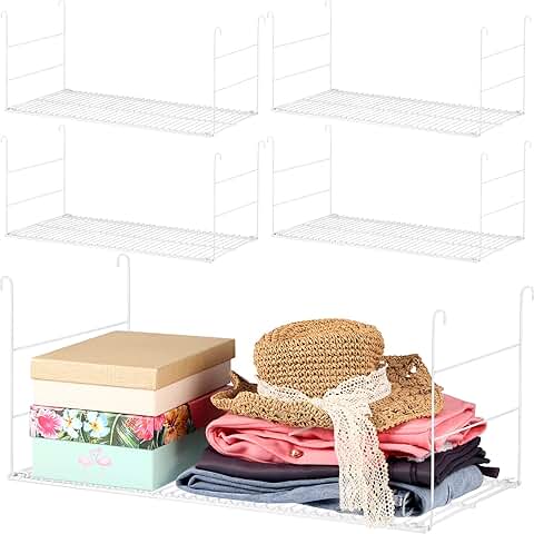 Four 24-Inch White Wire Hanging Shelves