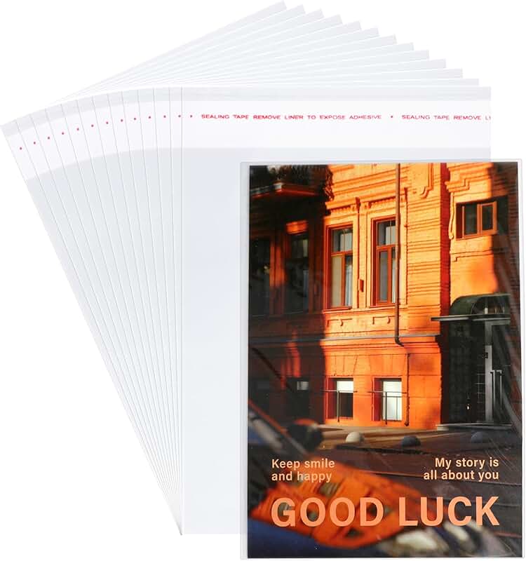 100 clear plastic sleeves for 5x7 inch cards