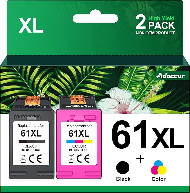 Two 61XL Ink Cartridges for HP Printers