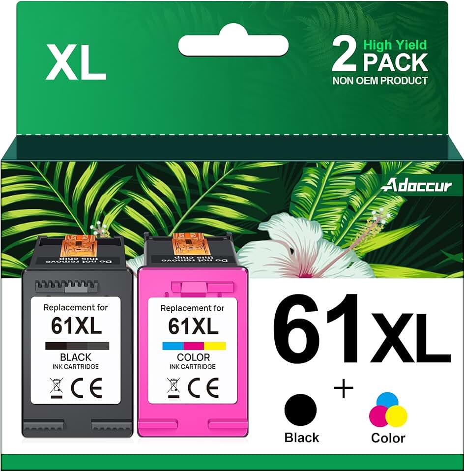 Two 61XL Ink Cartridges for HP Printers