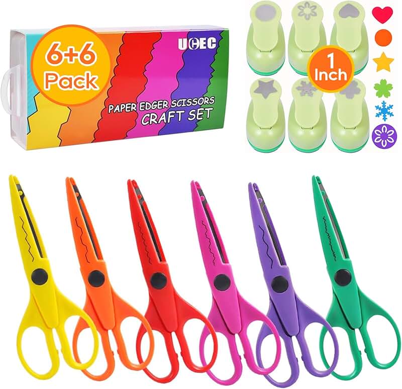 Craft Scissors and Paper Punch for Crafts and Scrapbooking