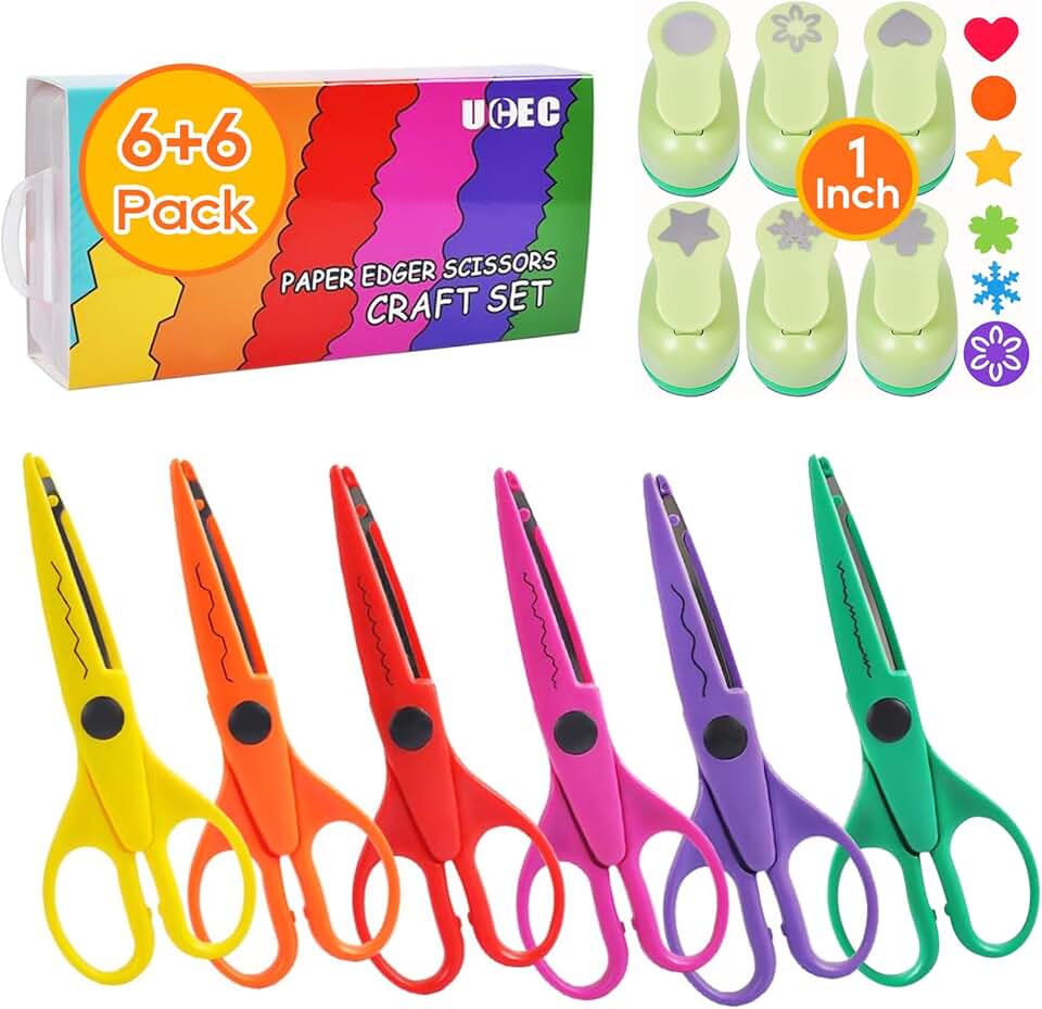 Craft Scissors and Paper Punch for Crafts and Scrapbooking