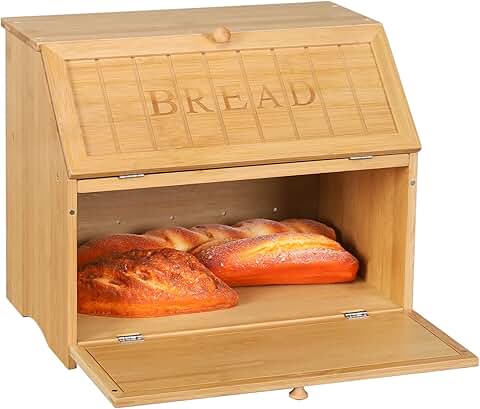 Vintage Double Layer Wooden Bread Box for Kitchen