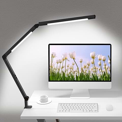 Adjustable LED Desk Lamp with Clamp and Multiple Light Modes