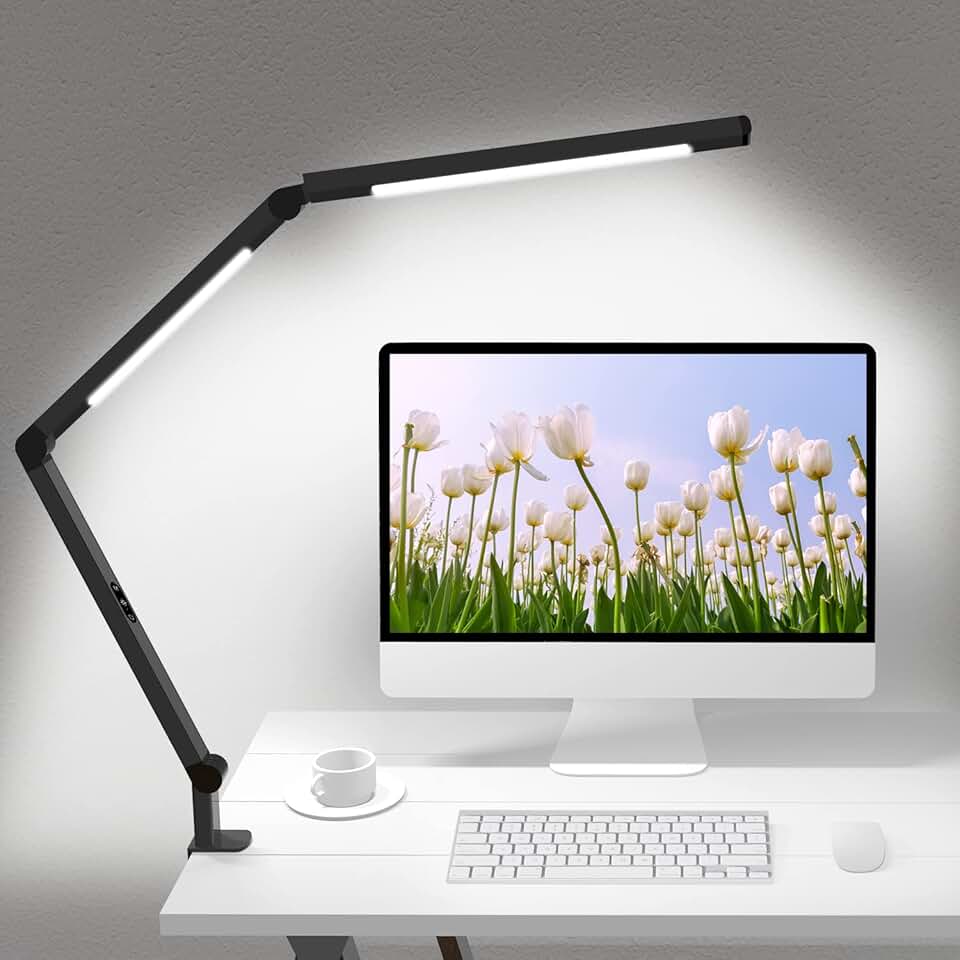 Adjustable LED Desk Lamp with Clamp and Multiple Light Modes