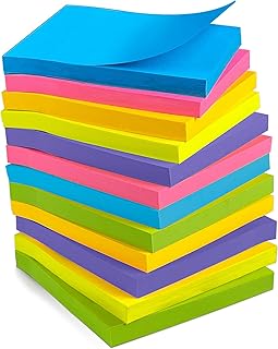 Colorful Sticky Notes, 12 Pads, 3x3 inches