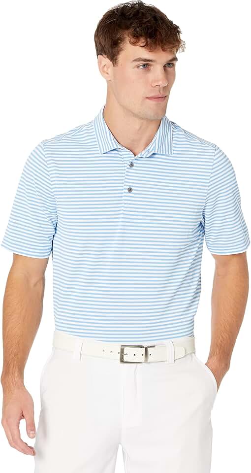 Men's Short Sleeve Eco Pique Stripe Polo