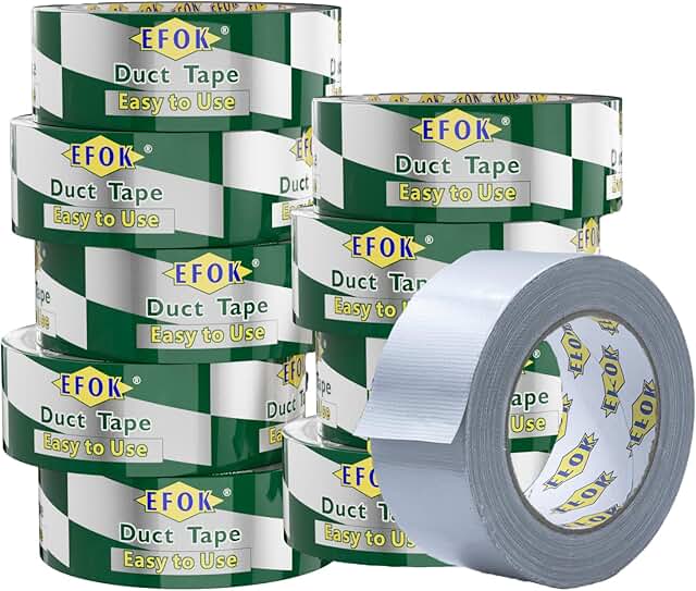 10 Pack Heavy Duty Waterproof Silver Duct Tape 1.88" x 90 Ft