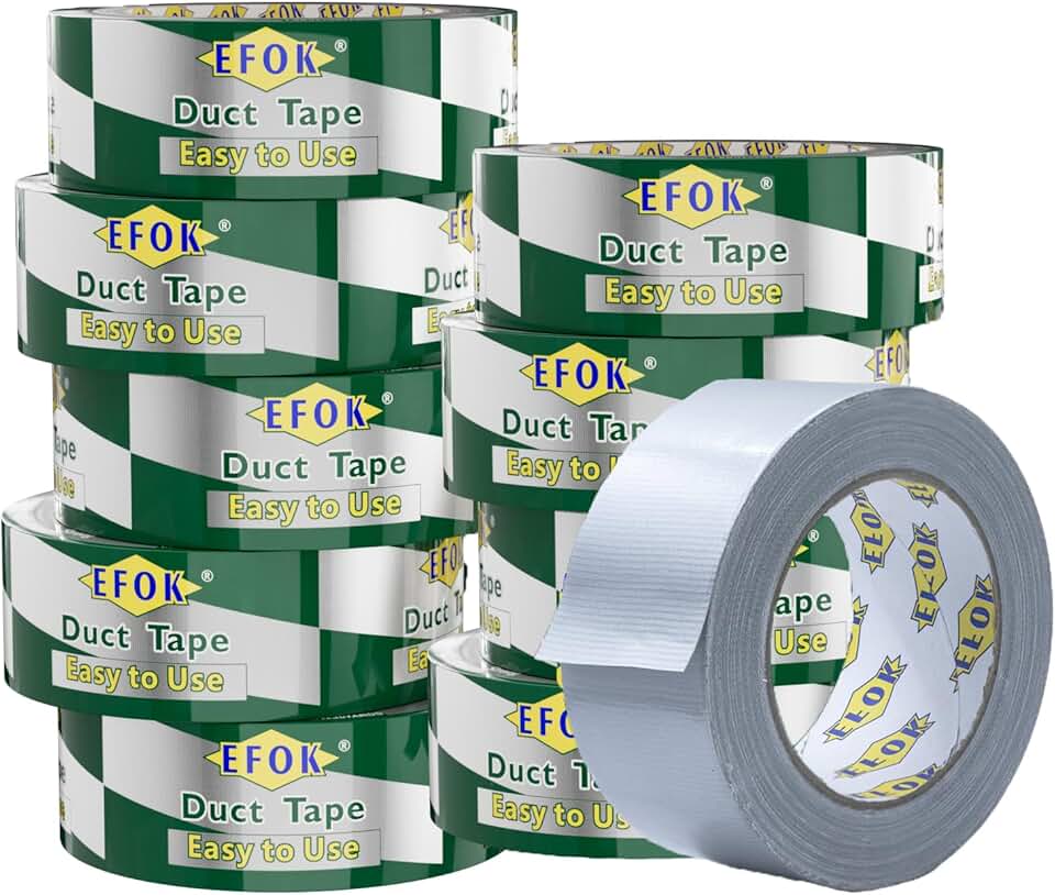 10 Pack Heavy Duty Waterproof Silver Duct Tape 1.88" x 90 Ft