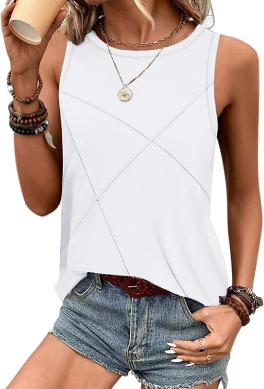 Women’s Pleated High Neck Sleeveless Summer Tank Top