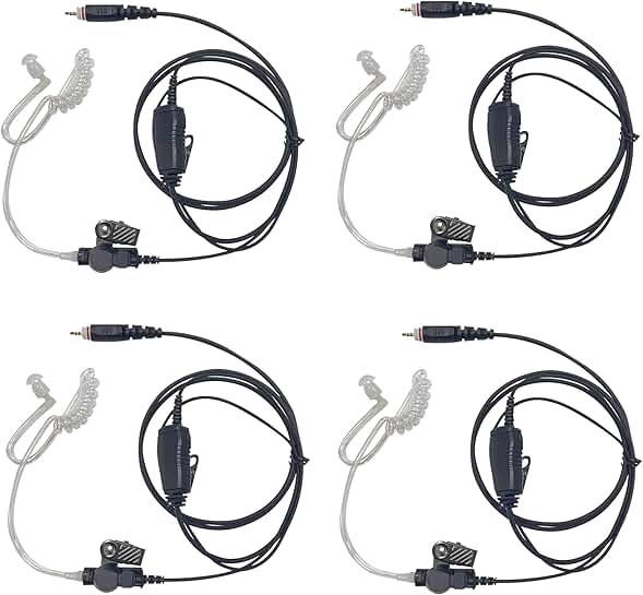4 Pack Radio Earpieces with Microphone
