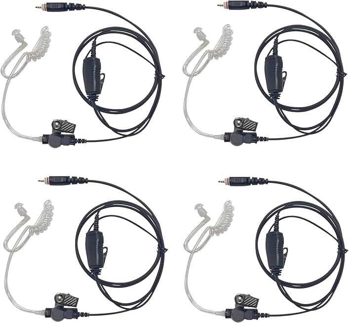 4 Pack Radio Earpieces with Microphone