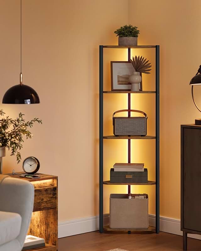 5-Tier Corner Shelf with LED Lights