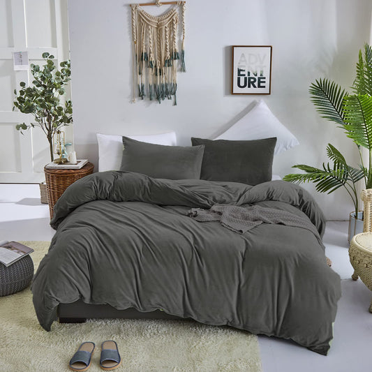 Wel oo Grey Comforter Sets Queen Women Men Gray Fluffy Bedding Comforters Solid Dark Grey Velvet Aesthetic Quilts Soft Warm Winter Plush Blankets Plain Gray Flannel Bed Sherpa Bed Queen Size