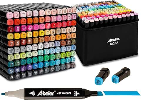 120-Color Alcohol Marker Set for Drawing and Coloring