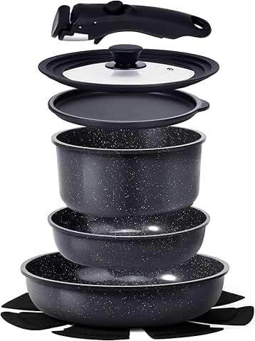 8-Piece Nonstick Ceramic Cookware Set in Grey