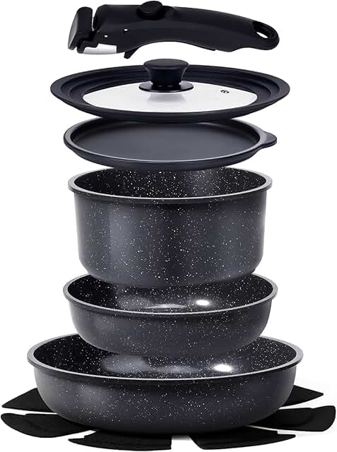 8-Piece Nonstick Ceramic Cookware Set in Grey