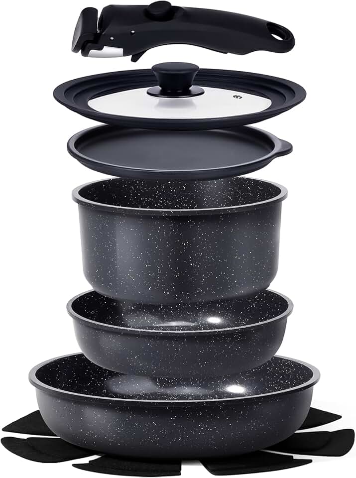 8-Piece Nonstick Ceramic Cookware Set in Grey