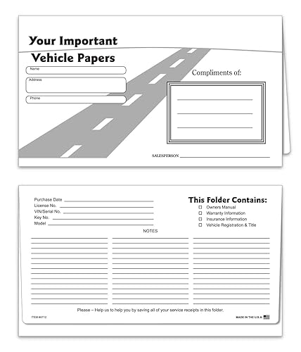 Black Vehicle Document Holders Pack of 50
