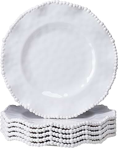 Cream beaded 6-piece dinner plate set, 11-inch, chip resistant