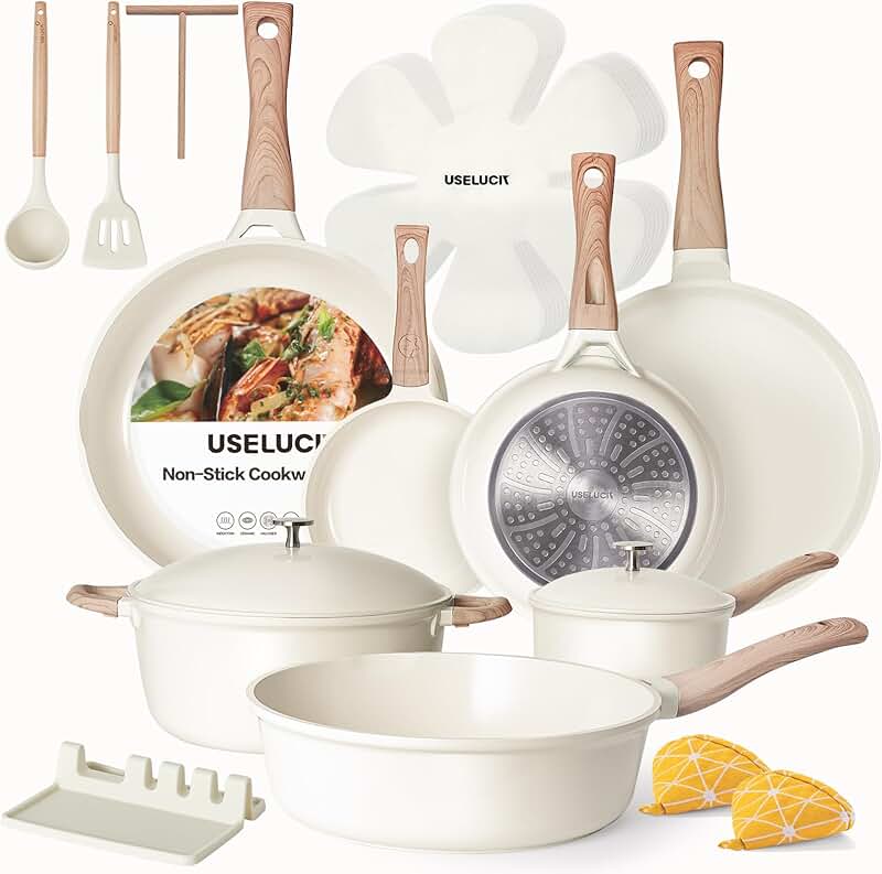 21-Piece Nonstick Cookware Set with Aluminum Lids