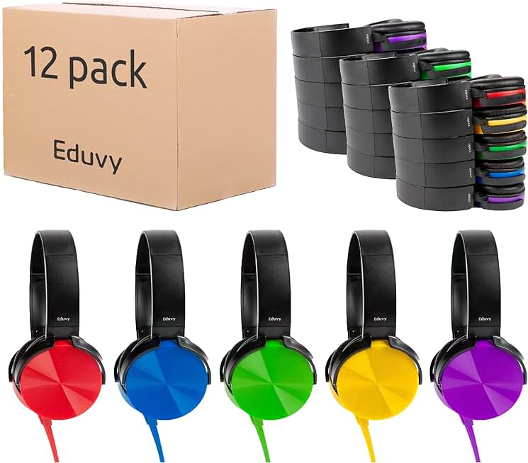 Set of 12 Durable Wired Headphones for Students