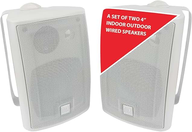 4-inch 3-way outdoor indoor wired speakers, weather resistant