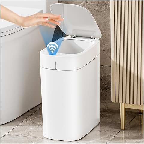Automatic touchless bathroom trash can with lid