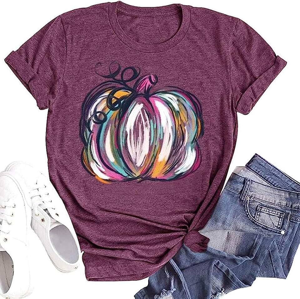 Women's Leopard Pumpkin Halloween Short Sleeve T-Shirt