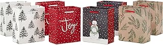 Set of 8 Small Holiday Gift Bags with Winter Designs