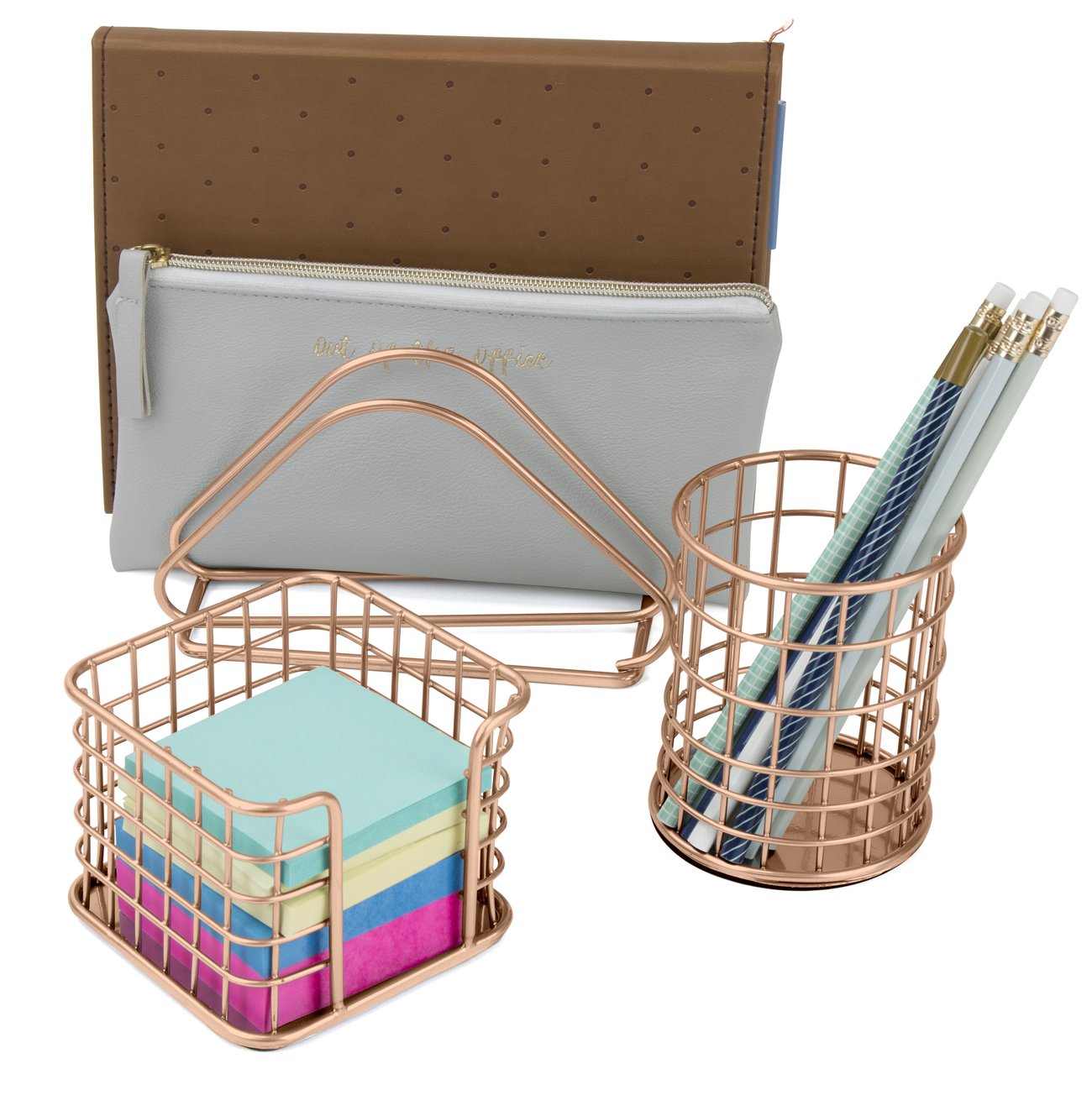 Rose Gold 5-Piece Desk Organizer Set