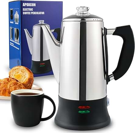 Stainless Steel Electric Coffee Percolator with Glass Top