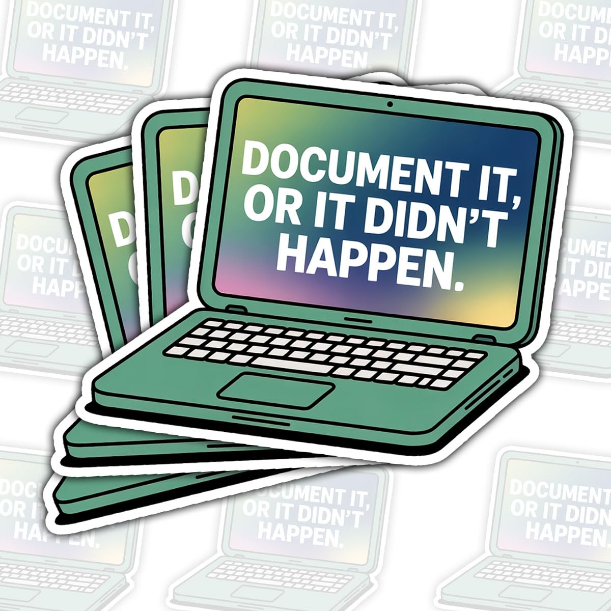 Three Funny Quote Laptop Stickers, Waterproof, 3 Inches
