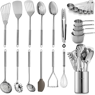 23-Piece Stainless Steel Kitchen Utensil Set with Holder