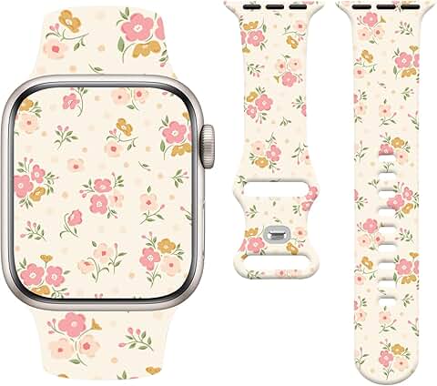 Vintage Floral Silicone Watch Band for Men and Women