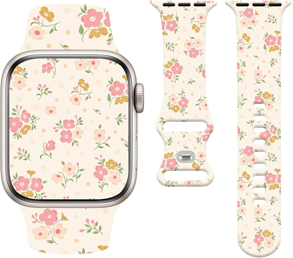 Vintage Floral Silicone Watch Band for Men and Women
