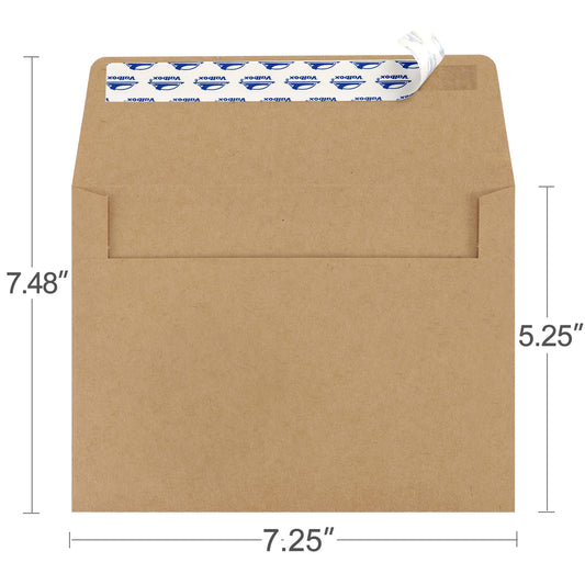 Set of 100 brown kraft envelopes for 5x7 cards