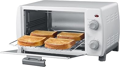 Small 4-Slice Toaster Oven with Timer and Multiple Functions