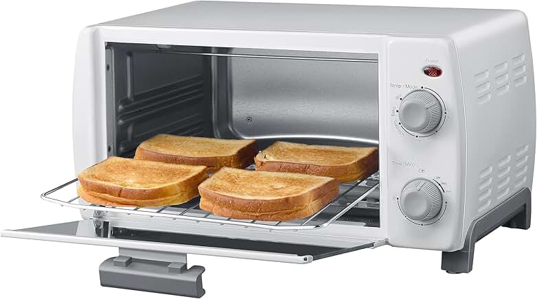 Small 4-Slice Toaster Oven with Timer and Multiple Functions