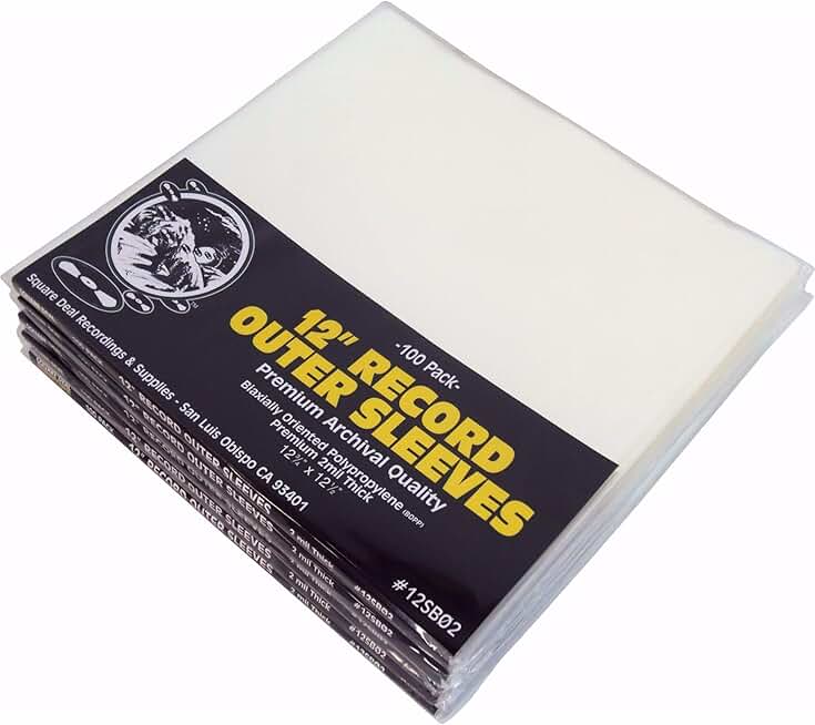 500 Clear 12" LP Record Sleeves, 2 Mil BOPP, Archival Quality