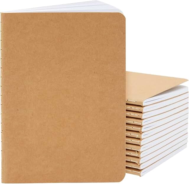 Pack of 12 Kraft Paper A6 Journaling Notebooks