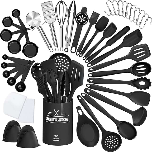 43-Piece Heat-Resistant Silicone Kitchen Utensils Set