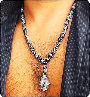Kabbalah Hamsa Beaded Necklace with Evil Eye Charm