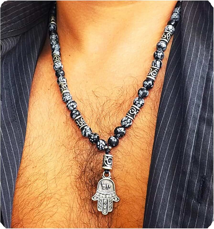 Kabbalah Hamsa Beaded Necklace with Evil Eye Charm